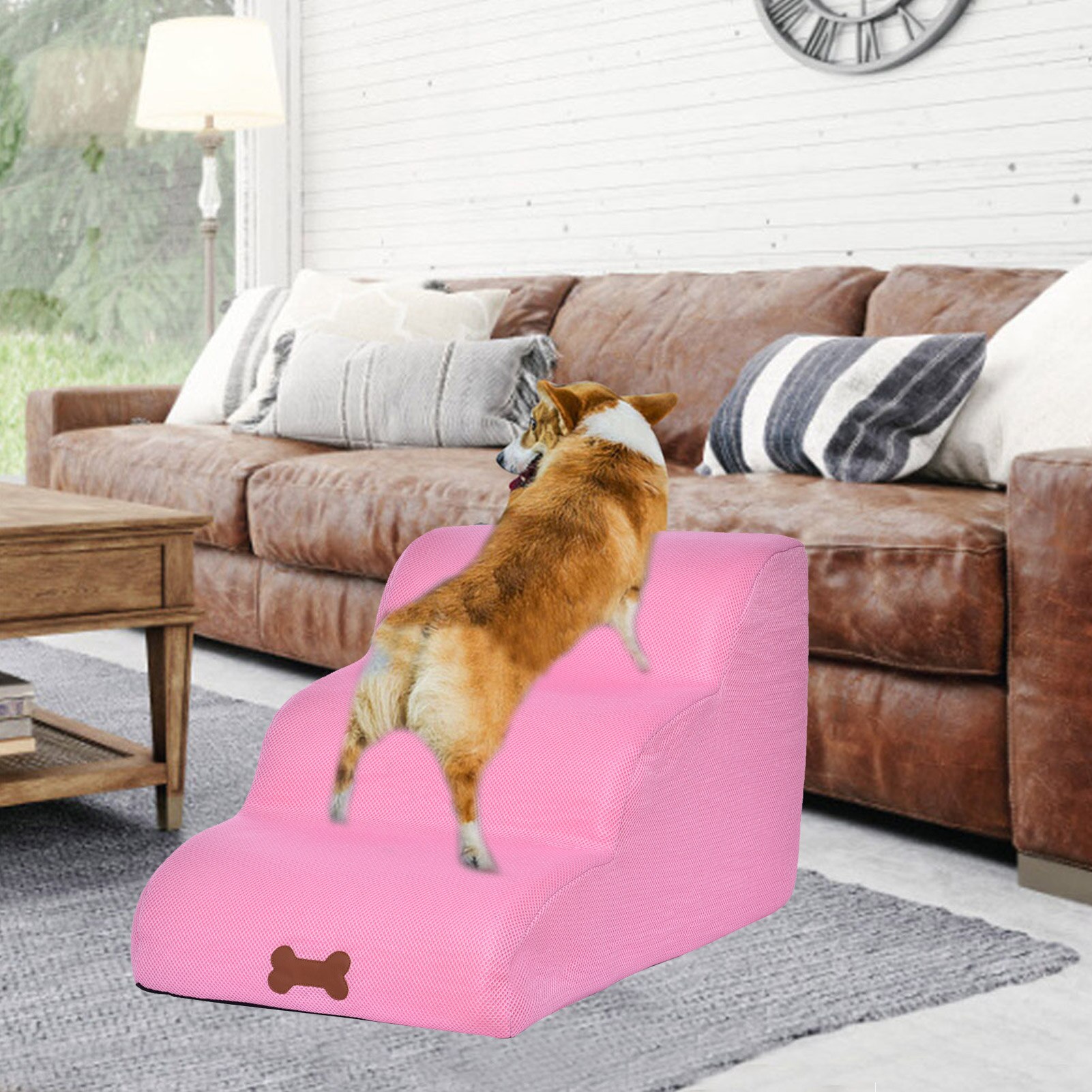Pet Stairs 3 Layers Dog House Pet Sofa Bed Stairs Puppy Cat Bed Steps Mesh Foldable Detachable Pet Bed Pet Climbing Ladder Bed