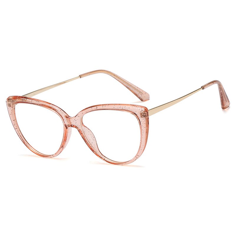 48167 Plastic Titanium Glasses Frames Cat Eye Ultralight Men Women Optical Computer Glasses: C6pink