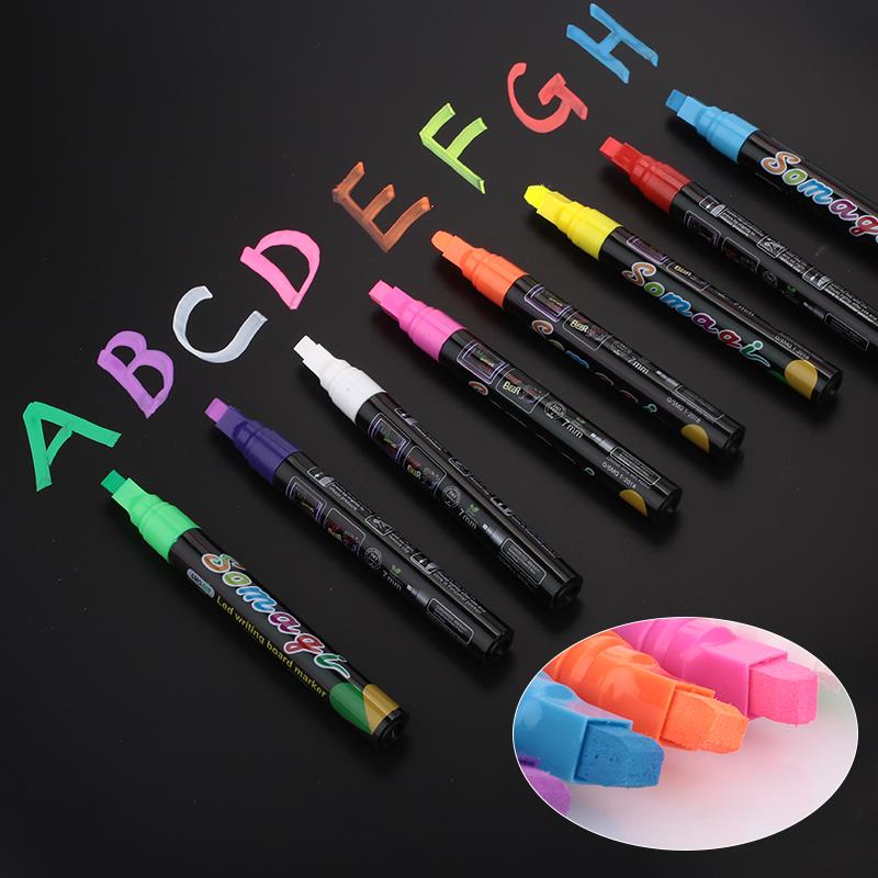 Dustless 8pcs Liquid Marker Pen Liquid Chalk Marker Liquid Chalk Pen Smooth LED Writing Board Highlighter Student Novelty