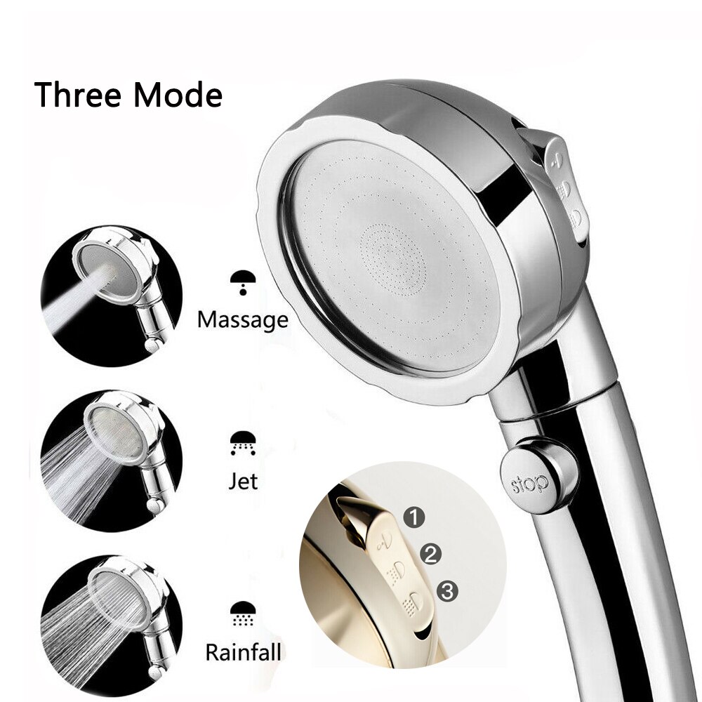 360 Degrees Rotating Adjustable Water Saving Shower Head Three Mode Shower Water Pressure Shower Head with Water Control Button