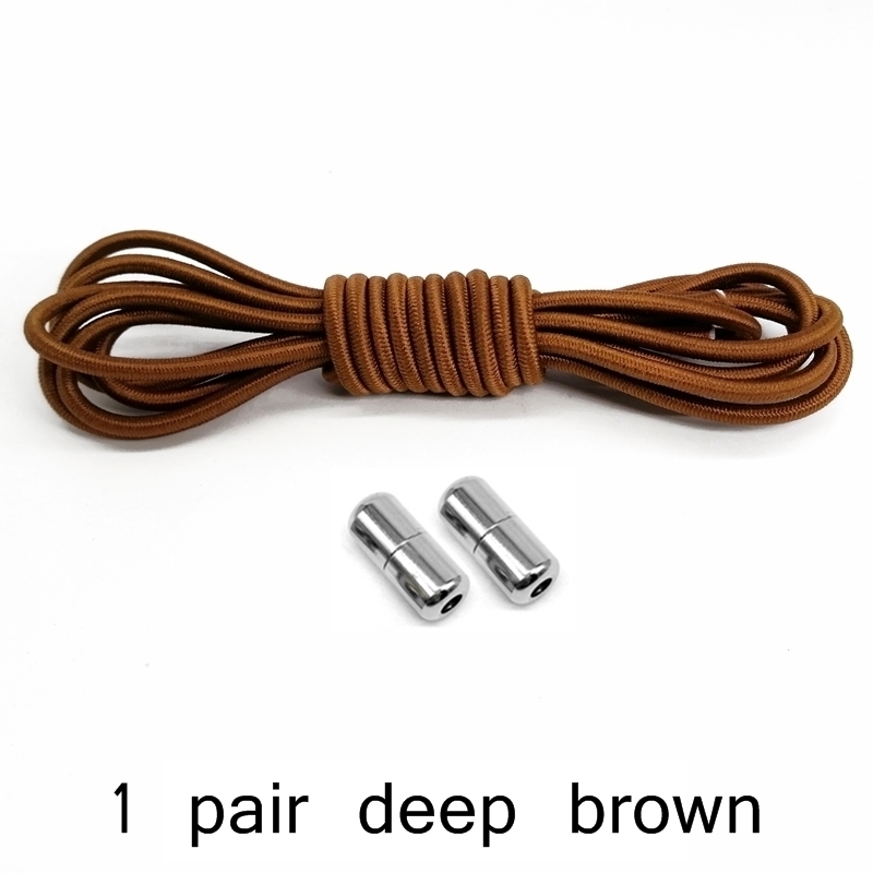 Cordones de zapato elásticos con cerradura de Metal para niños y adultos, Cordones redondos para zapatillas, cordones rápidos, tiras de zapatos perezosos, sin atar, Z051: deep brown