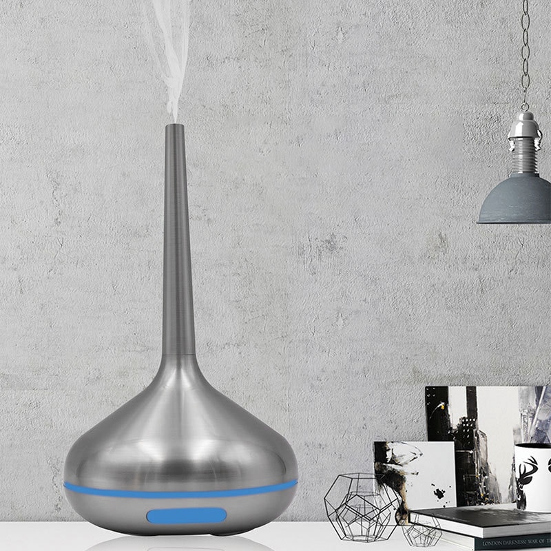 Luchtbevochtiger, aromatherapie diffuser, aroma diffuser, etherische olie, ultrasone mistmaker, led-lamp voor thuiskantoor, zilver