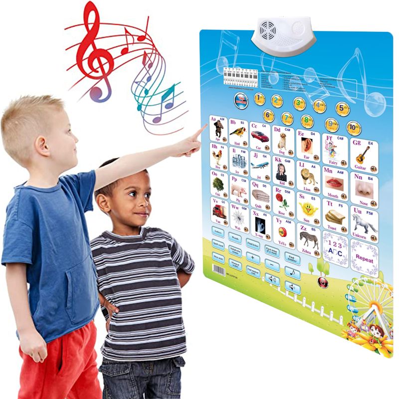Elektronisk interaktivt alfabetvægskort, talende abc & 123s & musikplakat, pædagogisk legetøj til småbørn. børn sjovt at lære