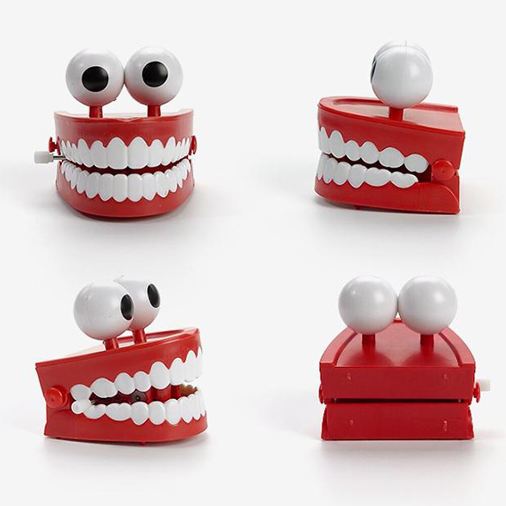 Funny Clockwork Tanden Speelgoed Praktische Joke Windup Tanden Plastic + Elektrische Interactief Speelgoed Dazzling Uurwerk Speelgoed