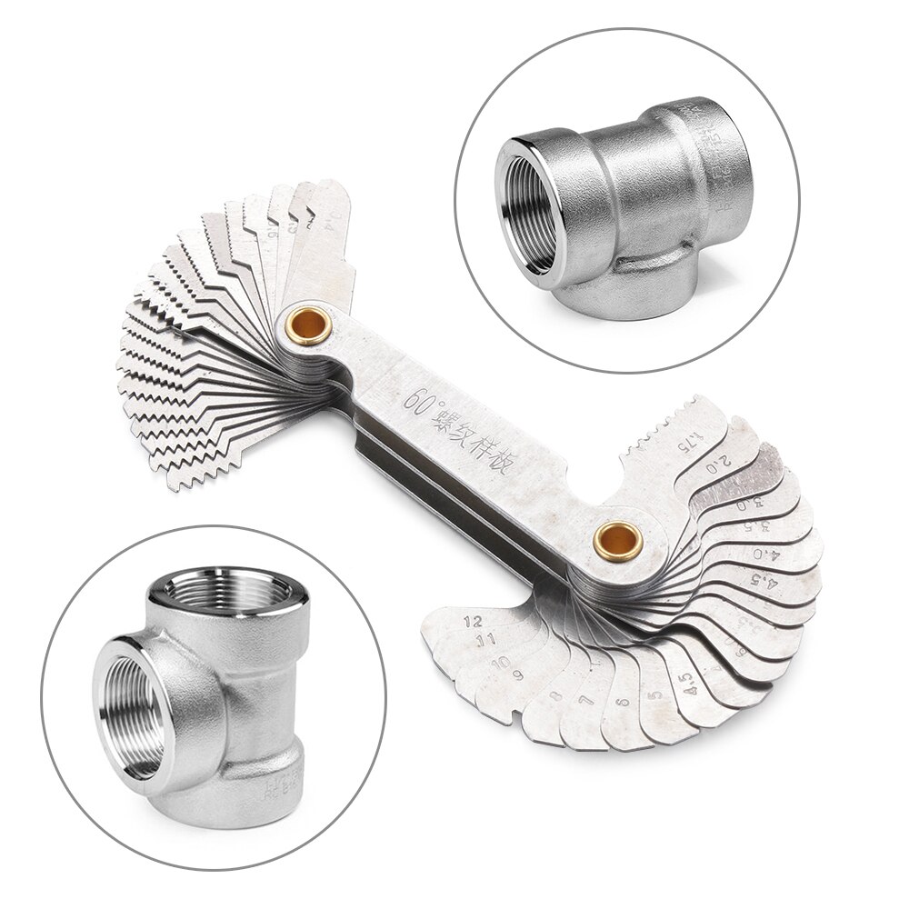 55/60 Degree Metric Inch Thread Plug Gauge Gear Tooth Screw Pitch Gauges Measuring Carbon Steel Center Measurement Lathe Combina