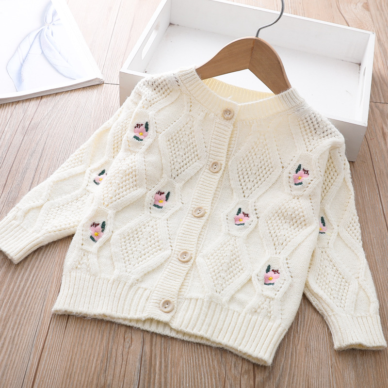 Bebê meninas casaco cardigan primavera moda infantil bonito malha roupas crianças jaqueta de algodão tricô camisola roupas para a menina: white / 3T