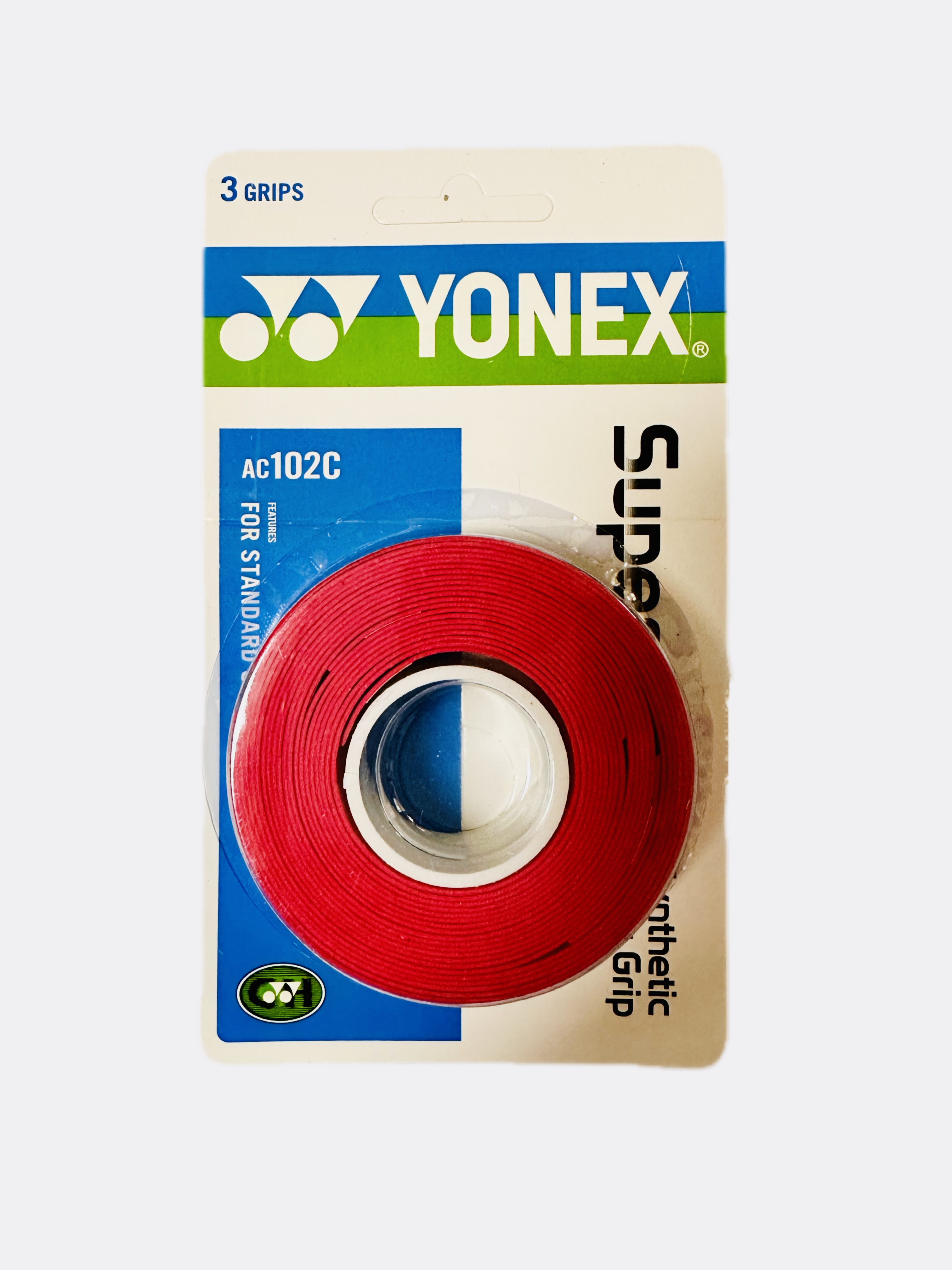 YONEX 3 Grips/Pack Cloth AC102 AC102EX 102C Hand Glue Tennis Badminton Racket Anti-slip Rackets Padel Sticky Grip: Red