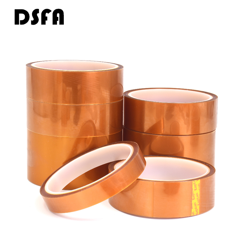 20/25/30/40/50/100mm Double-sided Kapton Tape Polyimide High Temperature Heat Adhesive Insulating Adhesive Tape 0.1mm Thickness