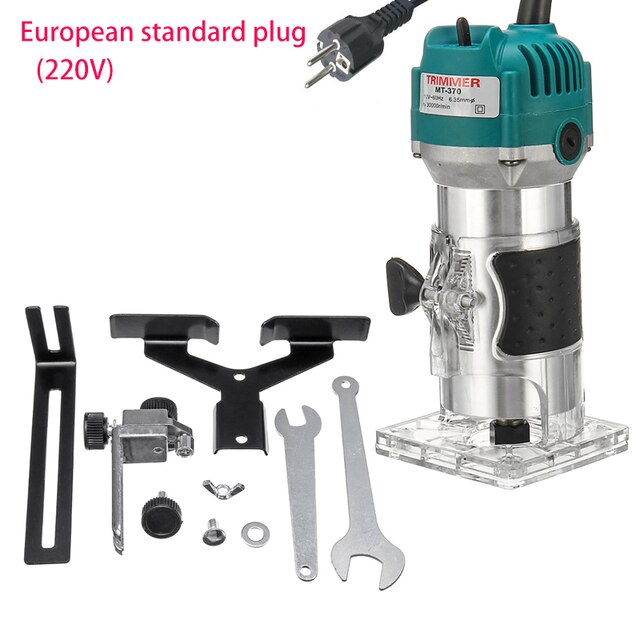 Recortadora eléctrica para carpintería, fresadora portátil de 220v, herramientas de trabajo mecánico de madera: EU plug