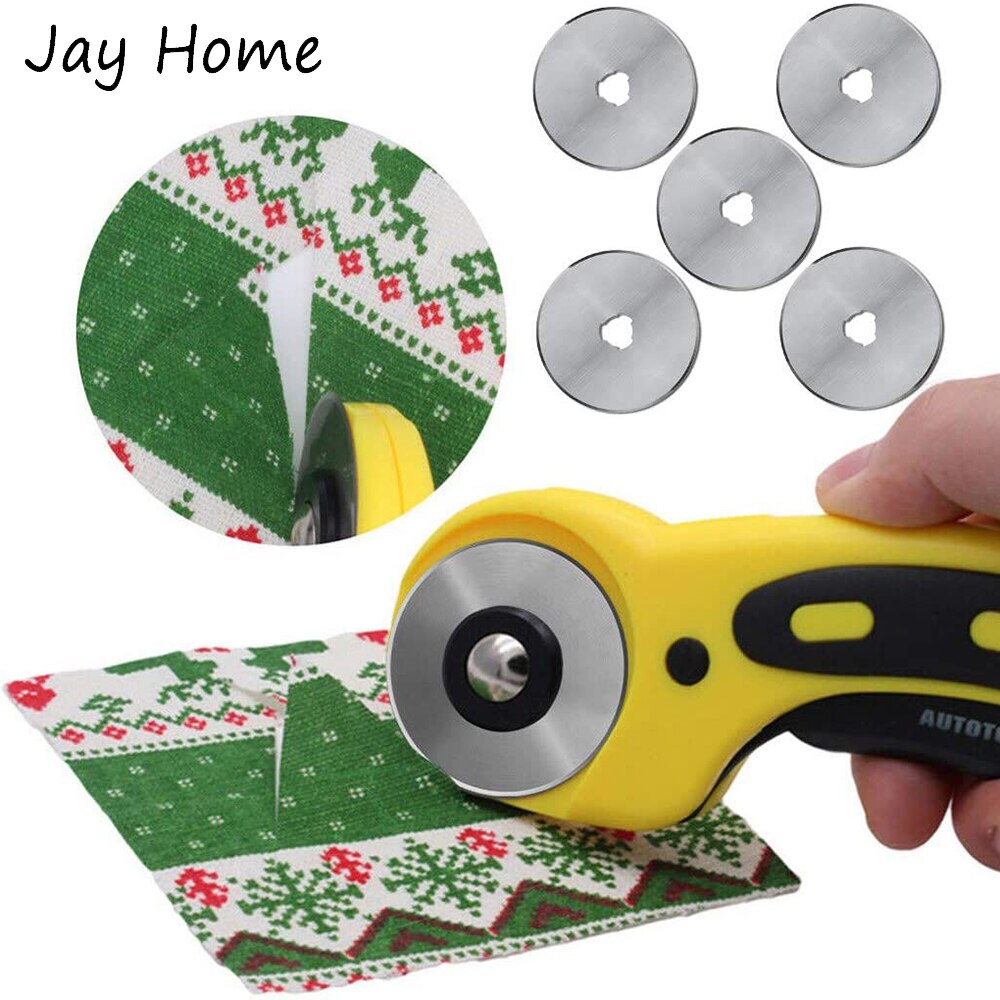 10Pcs 45mm Rotary Cutter Blade Quilting Fabric Paper Leather Rotary Cutters Replacement Blades with Storage Case Sewing Tools