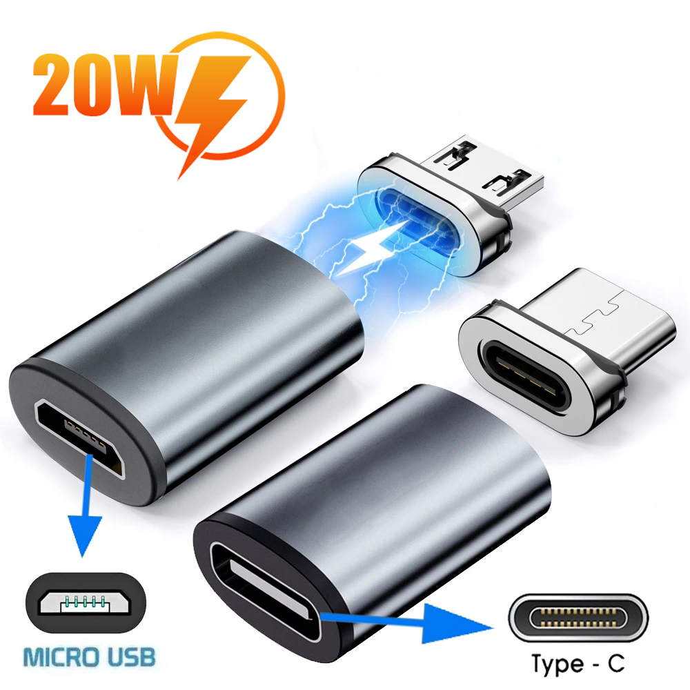Magnetische USB Adapter - Micro USB Type-C Tips - Android Telefoon Datatransfer Kabel Converter