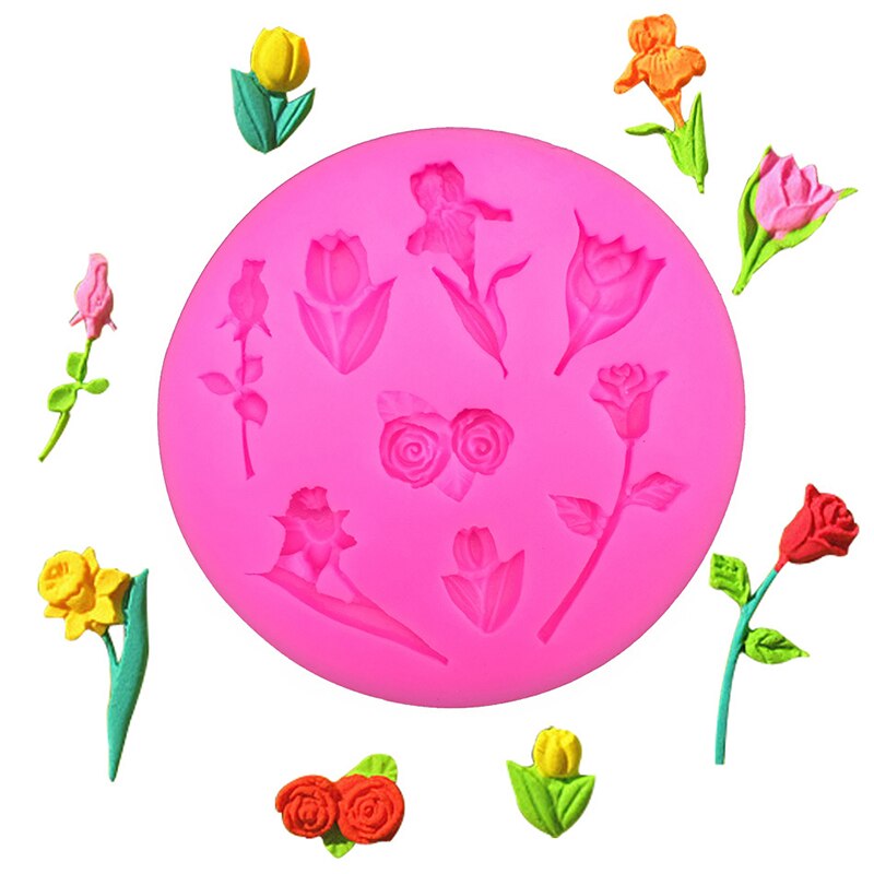 3D Food-grade Silicone Mold Rose Bloem zeep Siliconen Mal Fondant Decorating Cake Chocolade Candy Jello Keuken Bakvorm