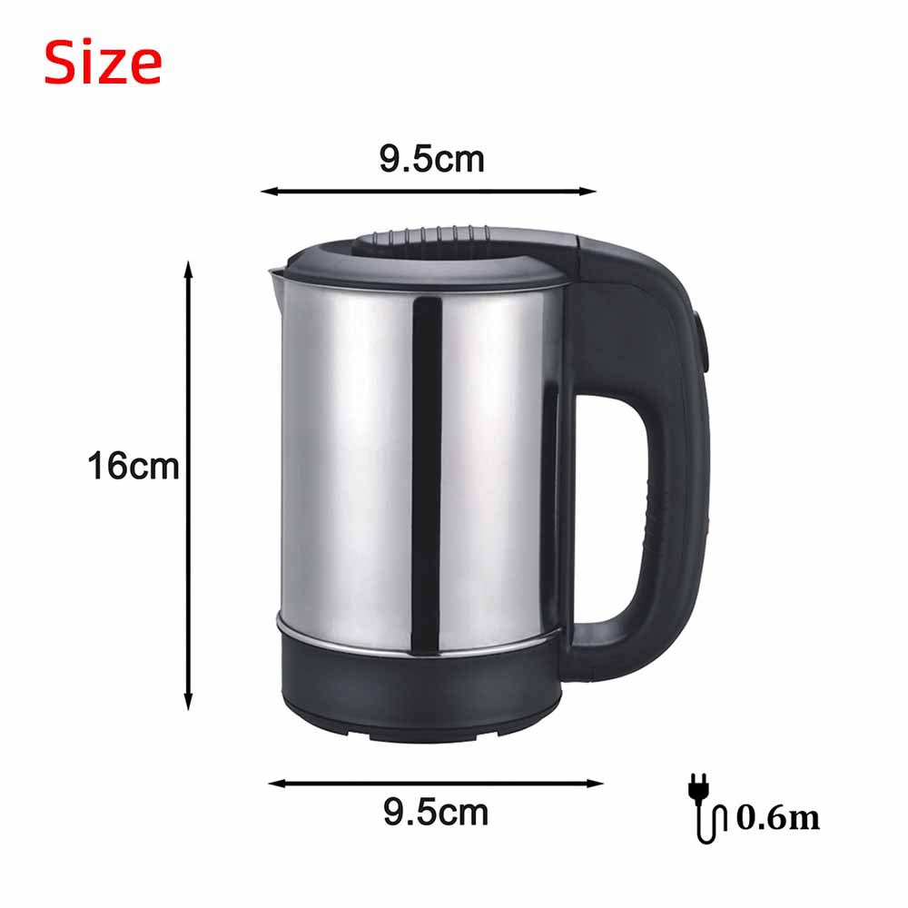 Kitchen 0.5L Mini Electric Kettle Tea Coffee Stainless Steel 1000W Portable Travel Water Boiler Pot for Hotel Family Trip