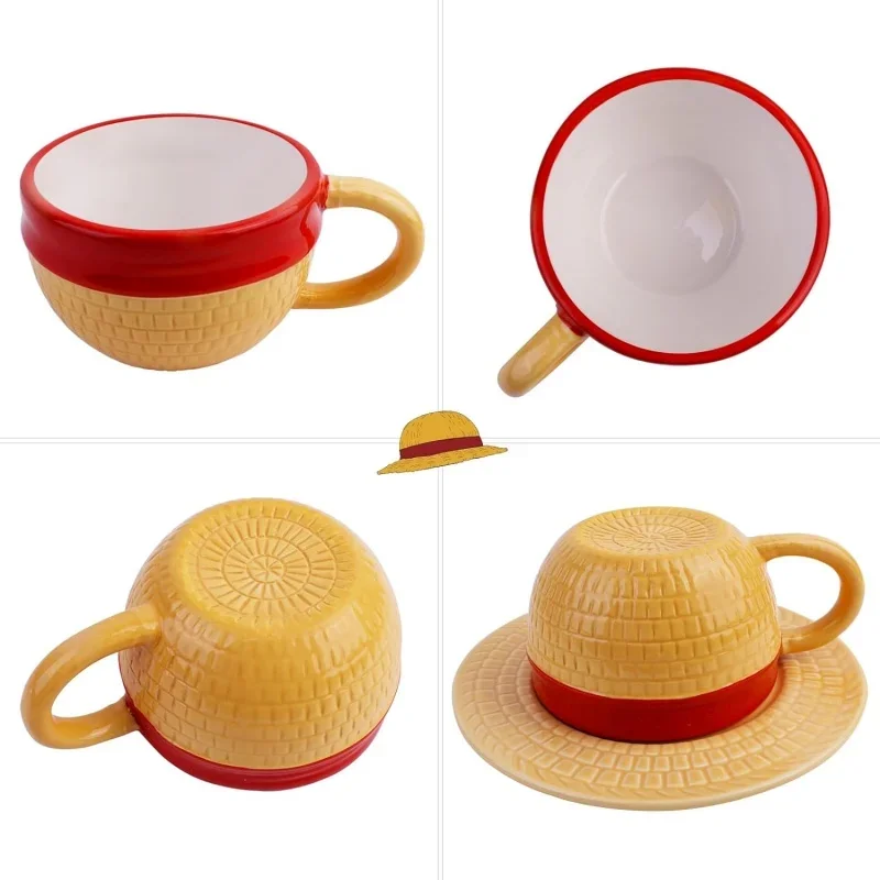 Tegneserie kaffekop og underkop hatformet vandkopper cosplay anime chopper ace sabo keramisk krus desserttallerken