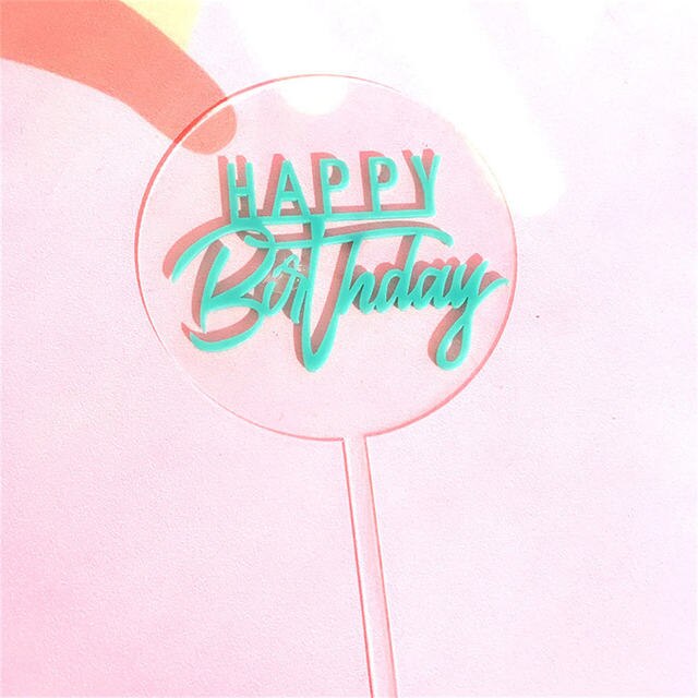 Acrylic Happy Birthday Cake Topper Transparent Cupcake Cake Top Decoration Birthday Party Decoration Baking Supplies: Green