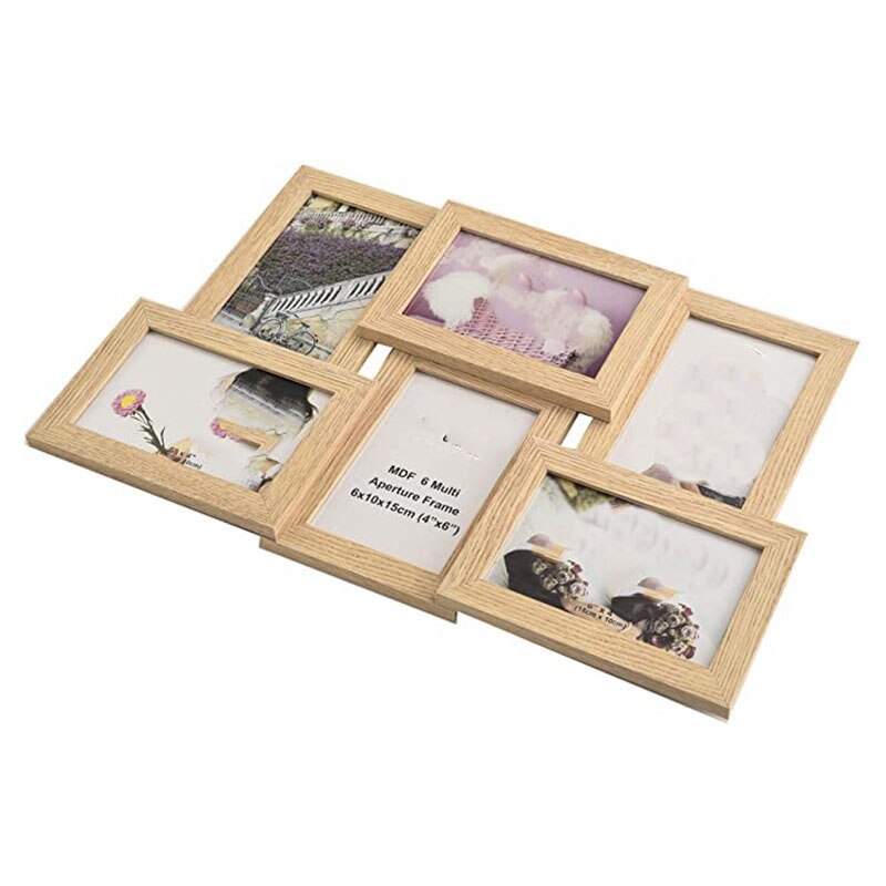 Collage Multiple Picture Frames for 6 Photos in 4 x 6 Inches Wooden, MDF Wall Mounting Frame (Natural)