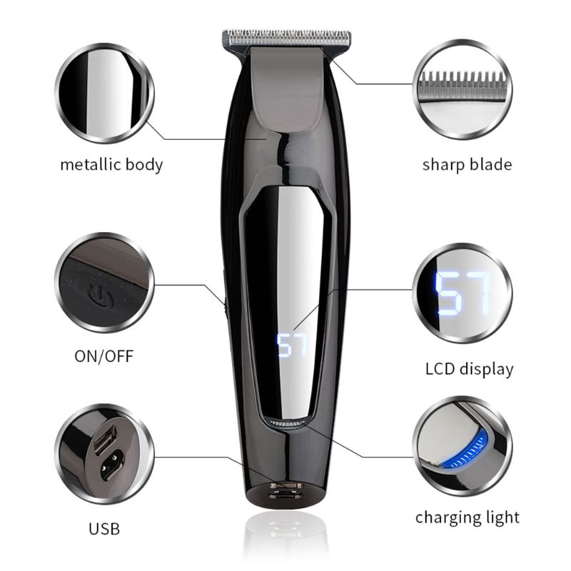 Elektriska hårklippare för män t-blad skäggtrimmer frisörvårdssats uppladdningsbar sladdlös hårklippningsmaskin