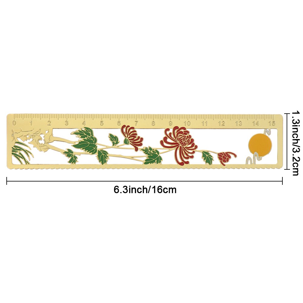 Metal Panda Hollow Rulers Chinese Element Bookmark Ruler Book Holder Measuring Tools Stationery Student Drawing Supplies