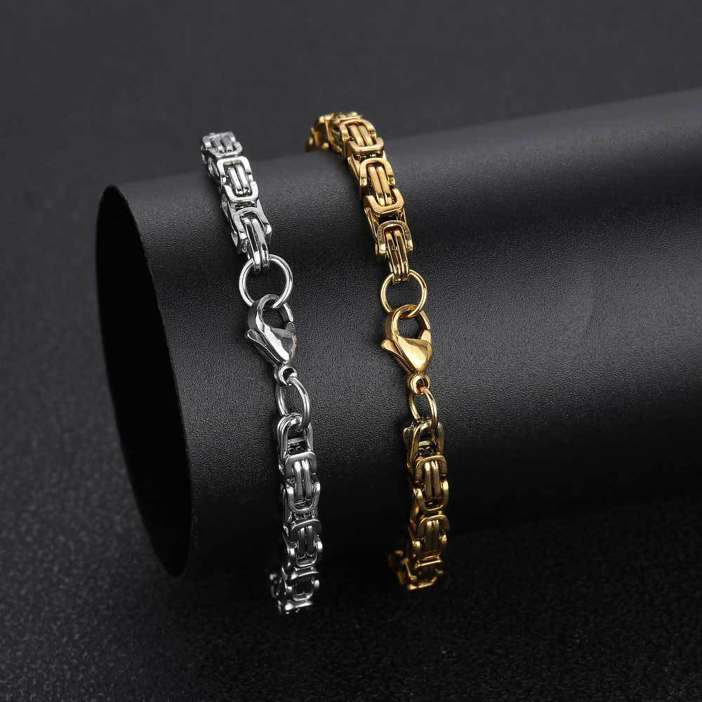 Mais novo 316l pulseira de aço inoxidável das mulheres dos homens wholelsale pulseira 4mm cor ouro masculino mão elo corrente pulseira hip hop jóias