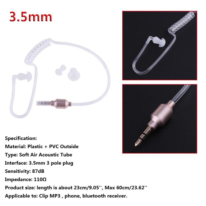 Alloyseed Mono 3.5Mm Wired Oortelefoon Air Tube Anti-Straling In Ear Stereo Oortelefoon Alleen Voor Luisteren Voor MP3 smartphones