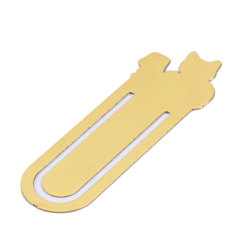 Cartoon Animals Bookmarks Stationery Book Folder School Supplies Cute Cats Reading Book Gold-Plated Metal Bookmark