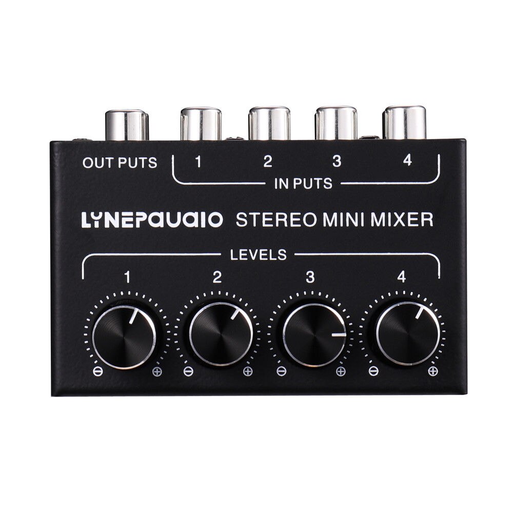 Nobsound Mini Stereo RCA 4-channel Passive Mixer Lossless Audio for Live & Studio Black