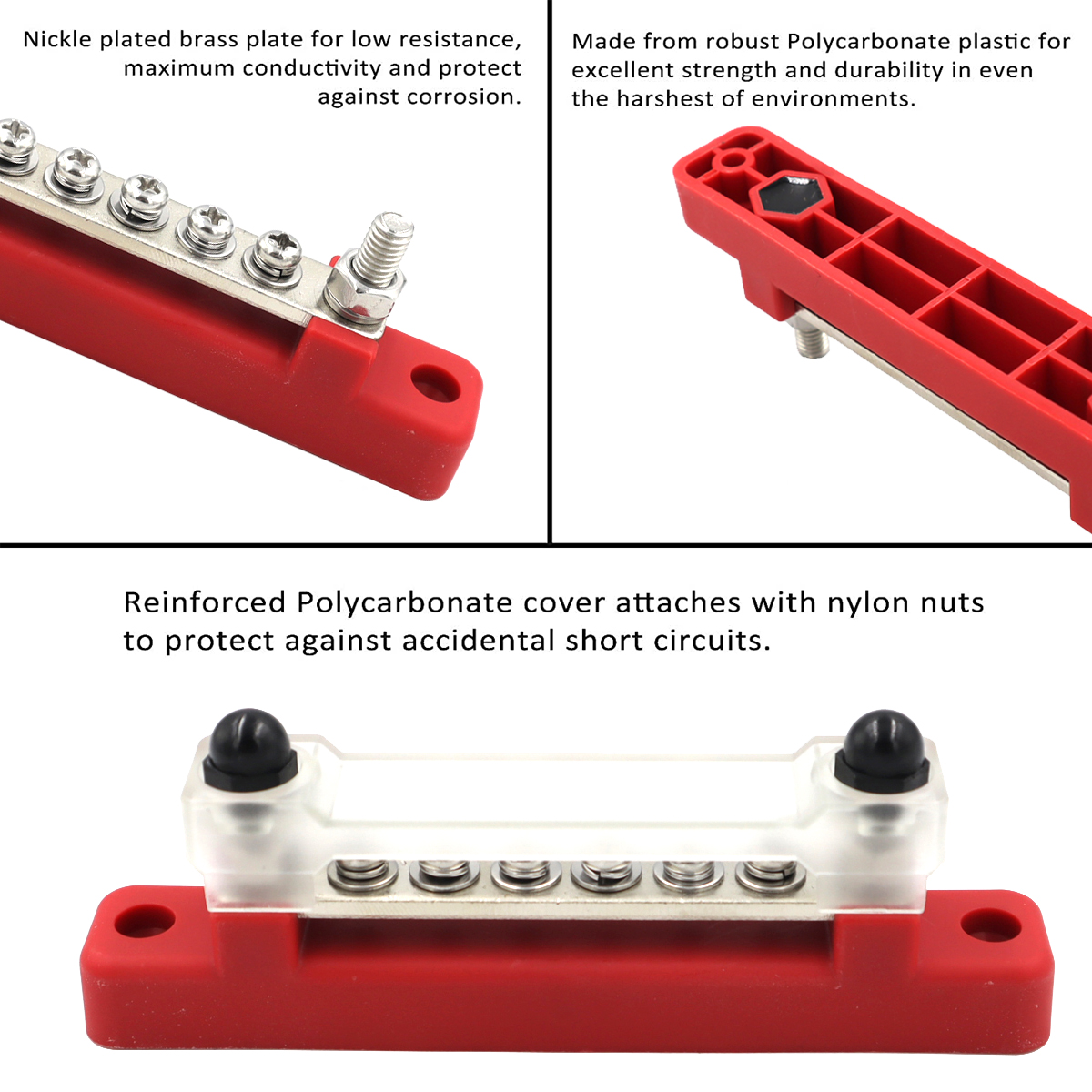 Barre omnibus M6 12V, bloc de Distribution d'énergie 1/4 pouces, bornier électrique 150A, barre omnibus pour camion bateau voiture camping-car RV