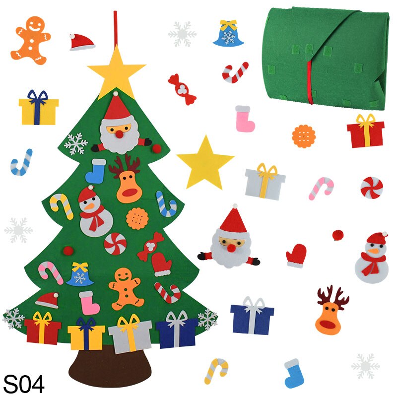 Gør det selv kunstig filt væghængende ornamenter navidad dekoration juletræ hjem til julefest indretning år børn: S04