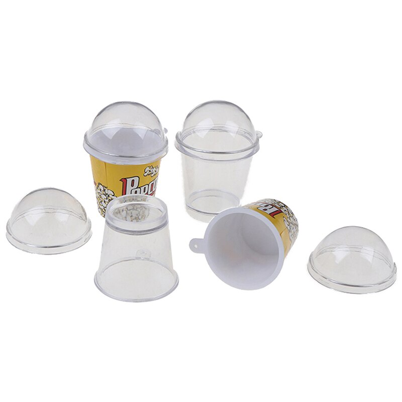 10 stücke DIY Reize Kunststoff Tassen Miniatur Nette Mini Tasse mit Kuppel Deckel Puppe Haus Popcorn Eis Schmuck Zubehör