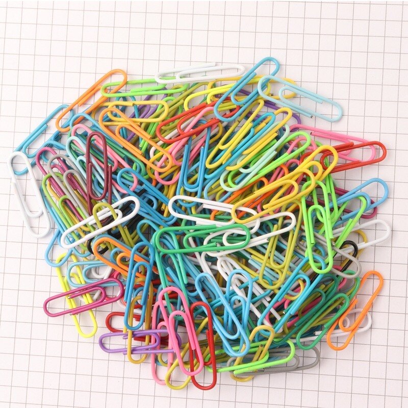 100 Pcs Universele Pin Paperclip 28 Mm Kleur Gecoat Plastic Paperclip Vernikkeld Paperclip Paperclip: Color mixing