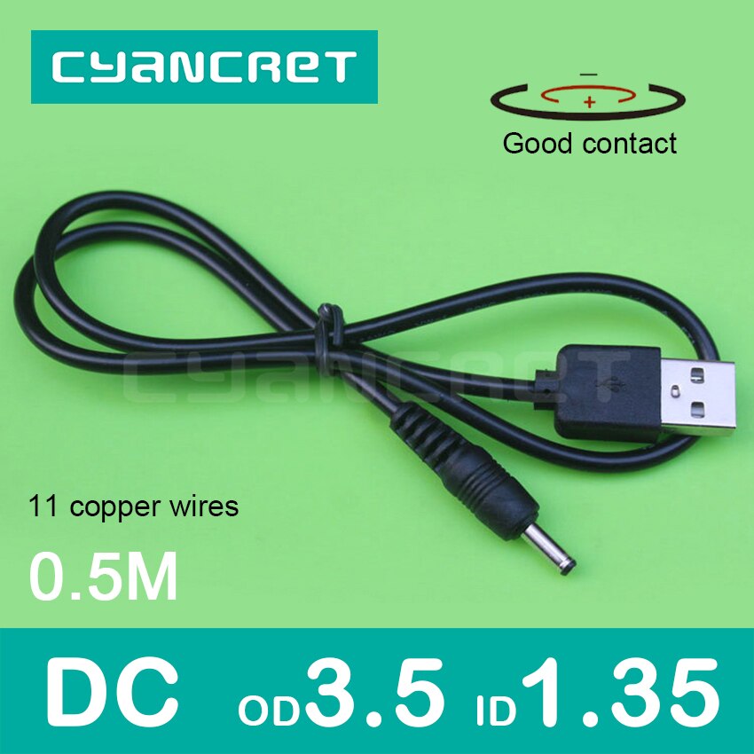 Power Kabel USB 2.0 naar DC 3.5mm x 1.35mm 0.5M 1A Ondersteuning 5V of 12V lader Connector Kabel voor tafellamp Router MP4 Speler