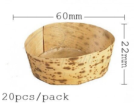 Festbryllupsartikler, miljøvenligt engangsservice , 30ml kapacitet bambus blad mini skål , 20/ pakke: 60 x 22mm