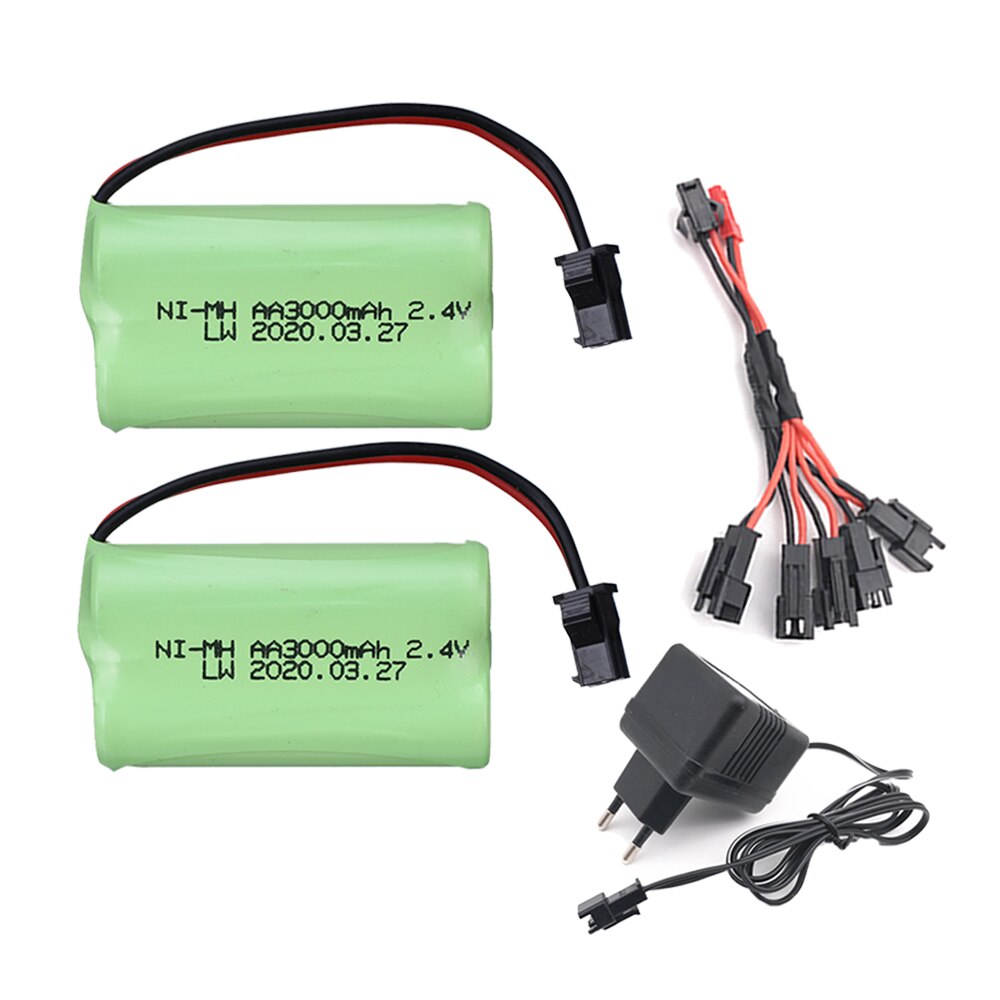 2.4 V 3000 Mah NI-CD Oplaadbare Batterij Met Lader Set Aa 2.4 V Batterij 3000 Mah Voor Afstandsbediening speelgoed Elektrisch Speelgoed: 2pcs EU 5in1