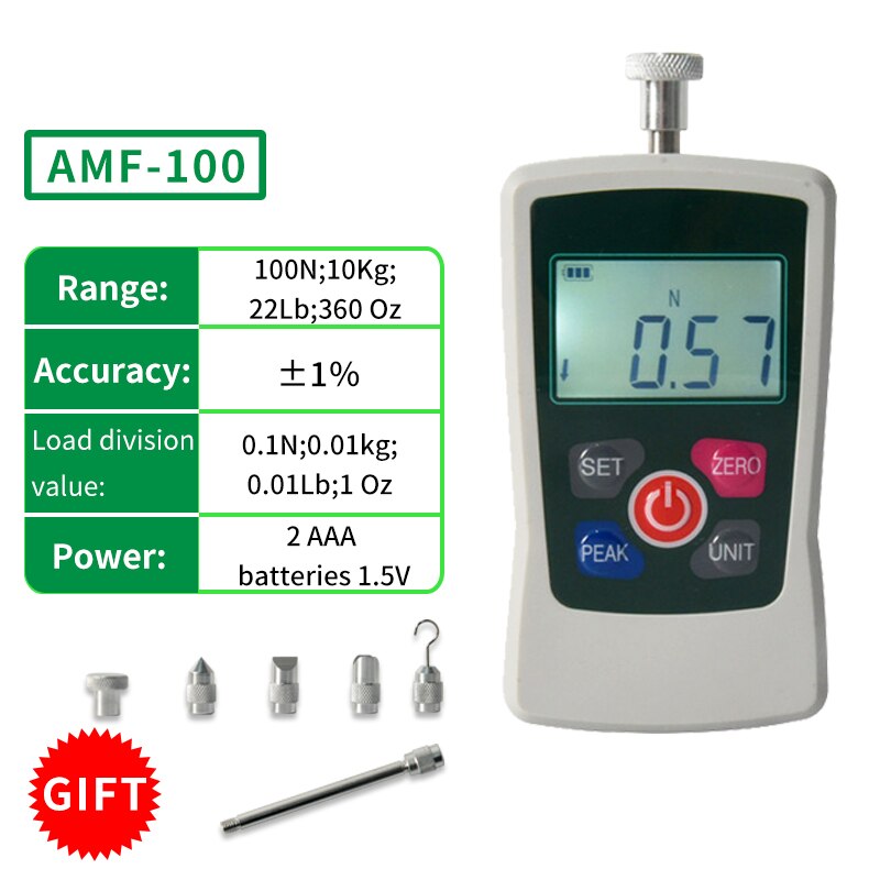2-200N Digital Force Gauge Push Pull Gauge Portable Push Pull Tester Measuring Instrument Dynamometer Force Test Equipment: AMF-100