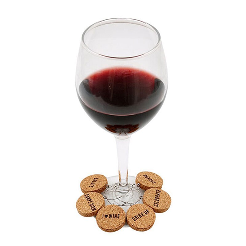 6 stücke Wein Glas Marker Kork Glas Charme DIY Becher Wein Glas Ringe Mit Draht Band Trinken Marker Für Party ferien