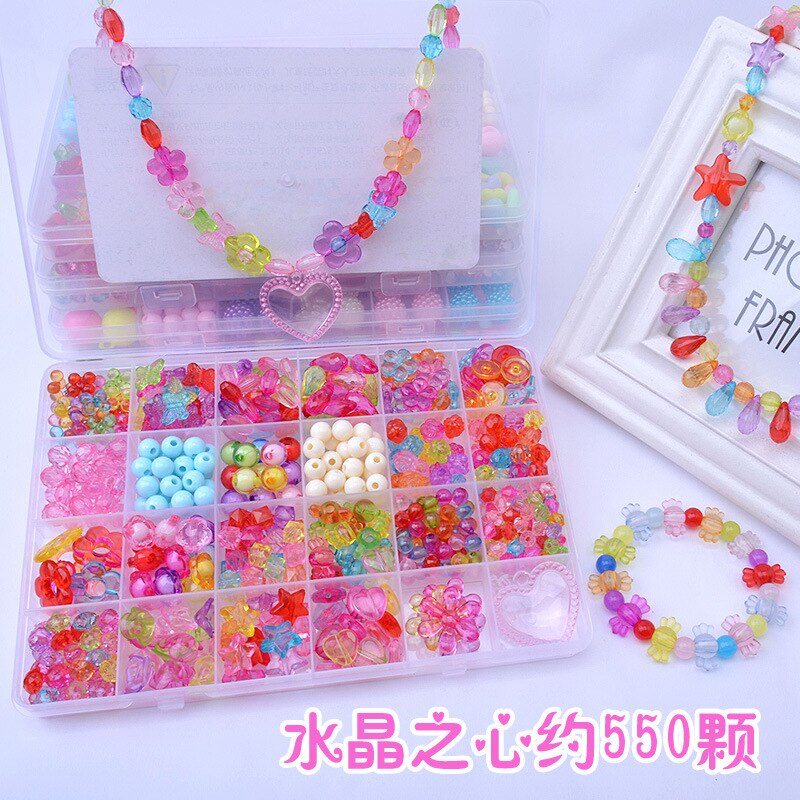 580 st 24 rutnät barn pyssel pärlor flickor plast pop pärlor för barn pyssel leksaker flickor diy smycken leksaker halsband armband pannband kit: 006