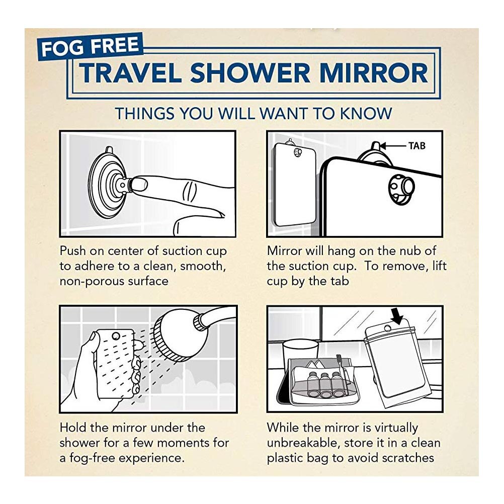 Acrylic Anti-Fog Shower Mirror Anti Anti-Fog Mirror Removable Suction Cup Suspension Men'S Shaving Non-Fog Mirror