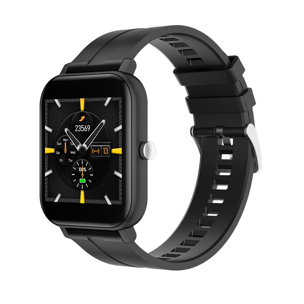 Bakeey MC28 Smartwatch 1.54Inch Dual Menu 'S Hartslag Bloeddruk Zuurstof Monitor Weer Muziek Slimme Horloge Android Ios: Black silicone