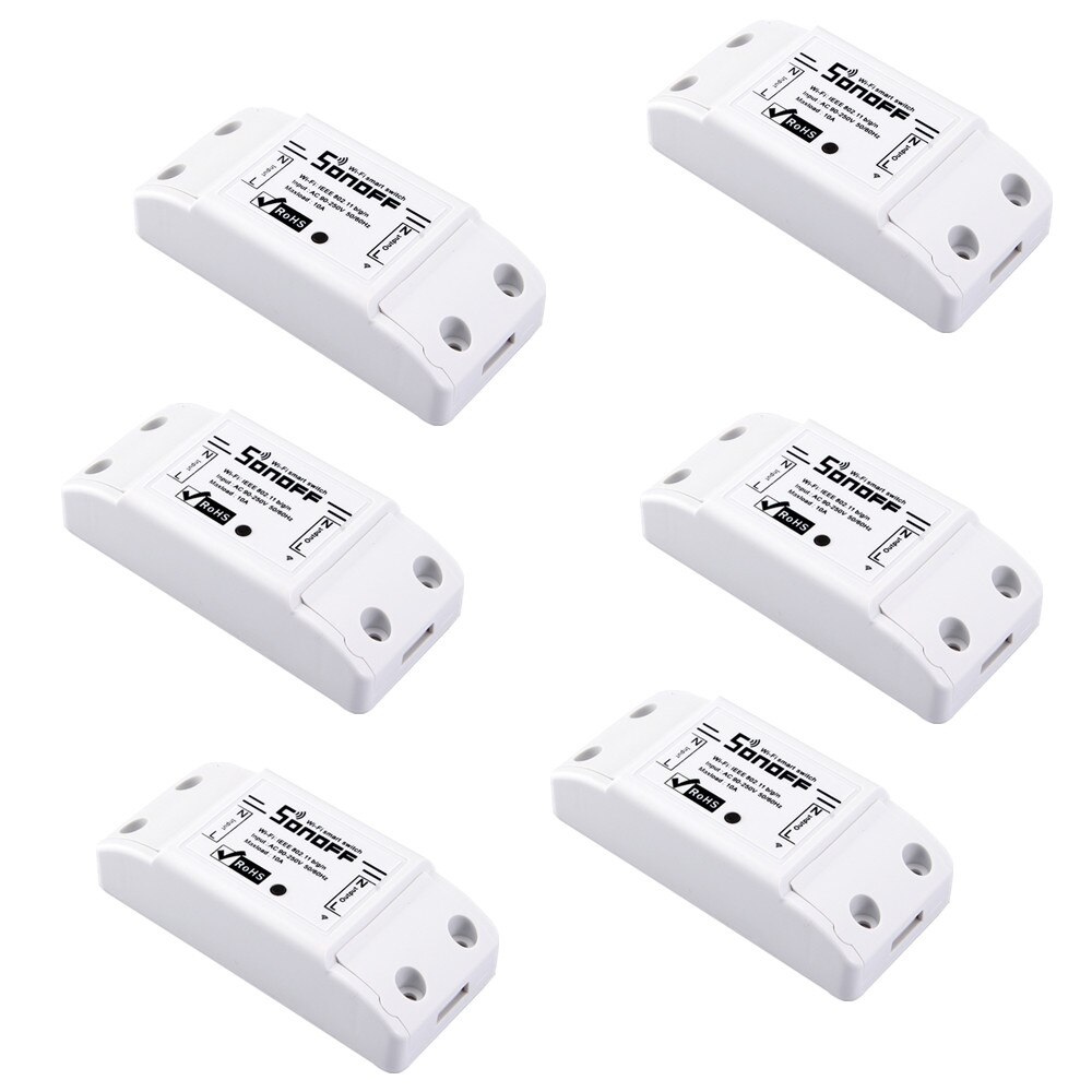 12 stk sonoff basic wifi switch universal til smart home wifi switch automationsmodul timer diy fjernbetjening til iphone ios: 5 stk