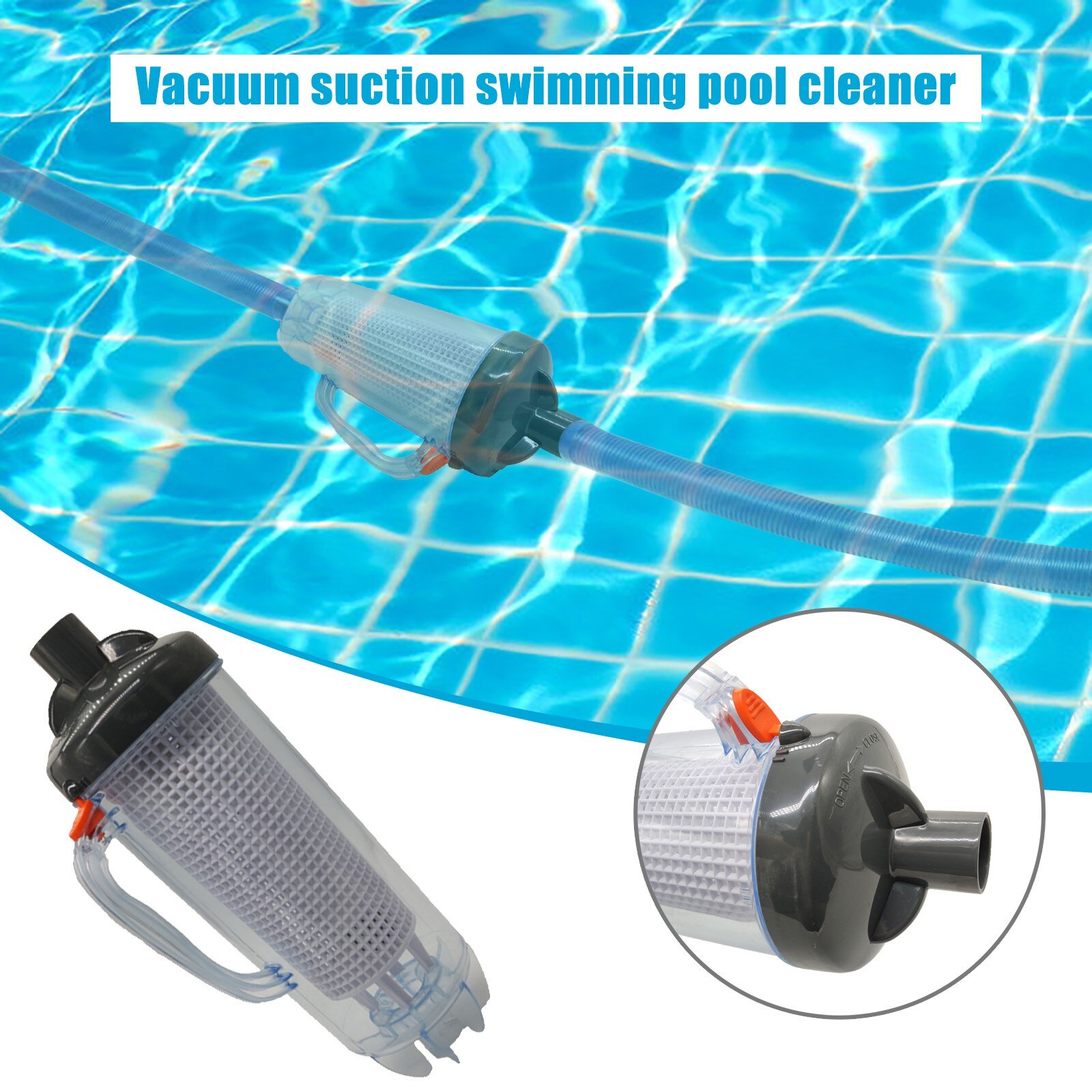 Swimming Pool Cleaner Leaf Catcher Leaf Suction Tank Pool Skimmer Filter Storage Clean Leaves With Filter Basket 24cm Hose