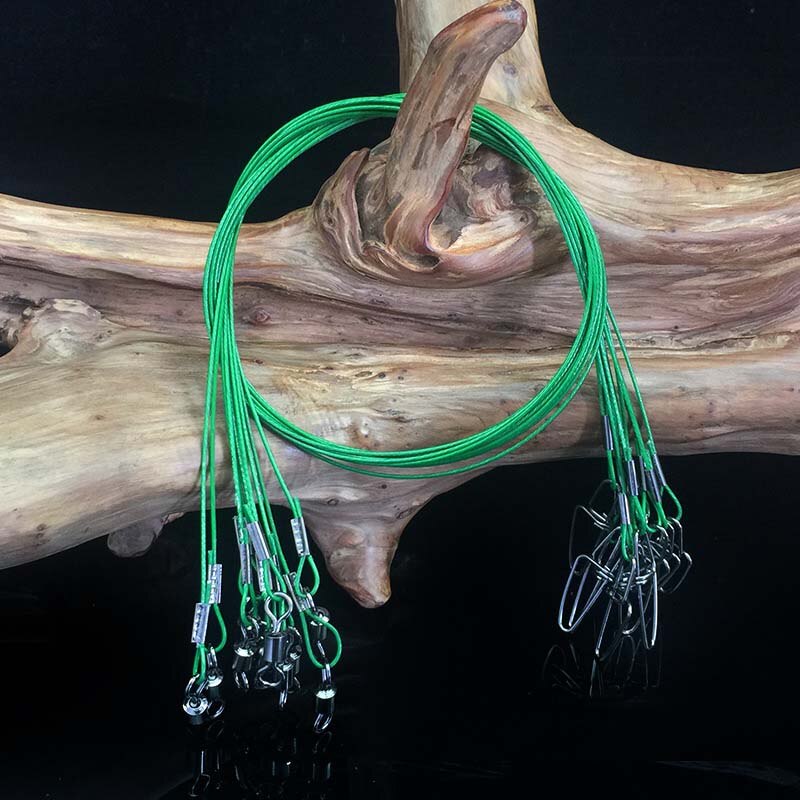 SPAZIERGANG FISCH 10 teile/los 50 cm angelschnur draht stahl führer mit schwenken Angeln Zubehör 3 farben Olta leadcore leine: Grün