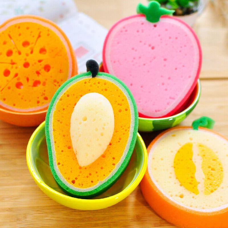 Attractive thicken fruit shape sponge scouring pad magic sponge washing dishes oil resistance thickened magic scouring