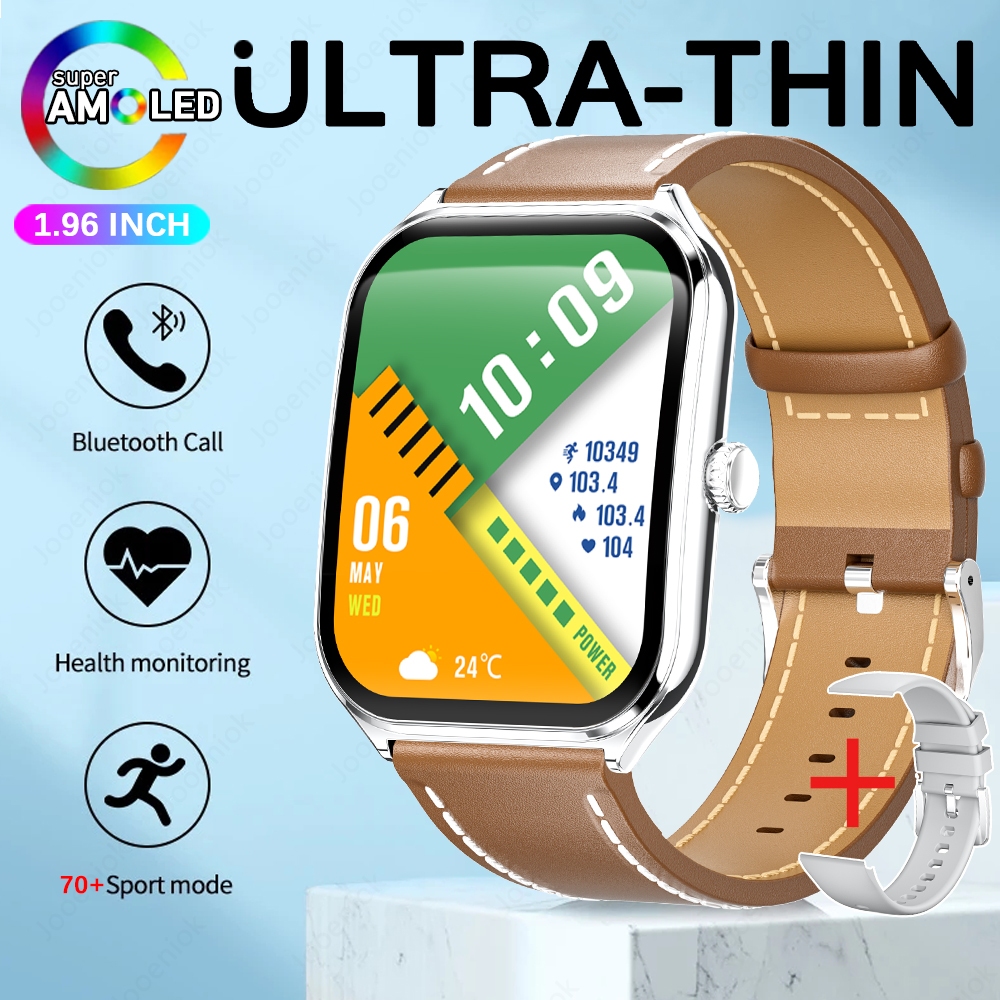 Novo esporte ao ar livre smartwatch masculino 1.96 "tela amoled sempre mostrar tempo ai voz monitor de saúde à prova dwaterproof água bt chamada smartwatch: ROXO