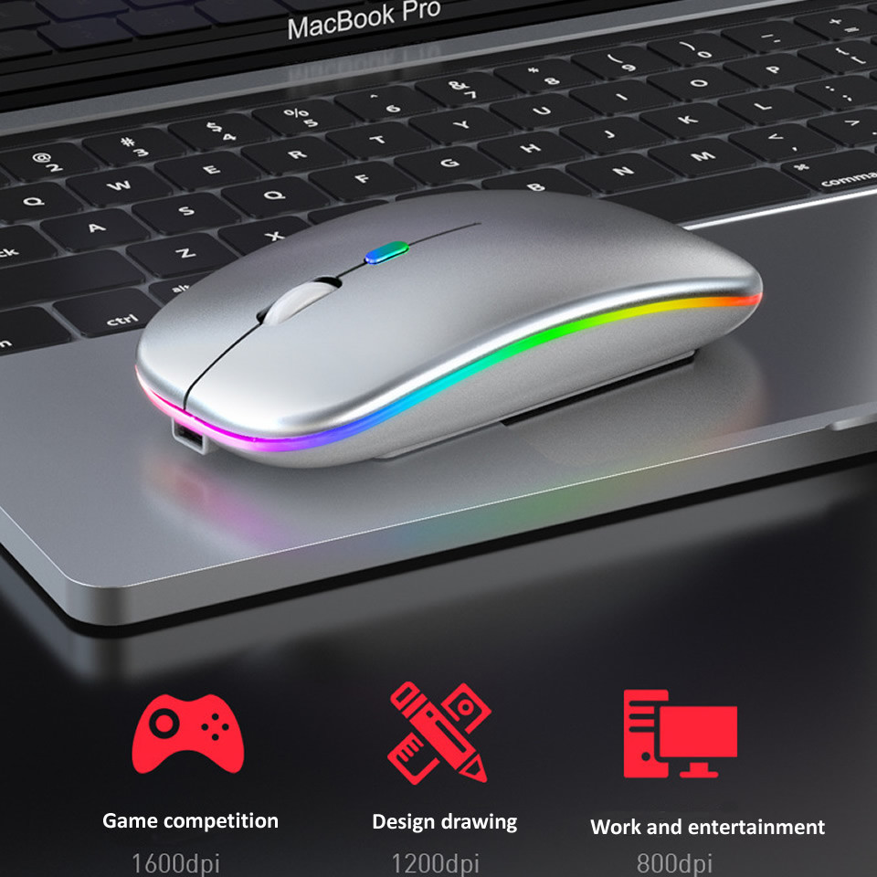 Raton Wireless Mouse With LED Backlit USB Rechargeable Bluetooth-compatible RGB Silent Gaming Mouse For Computer Laptop PC