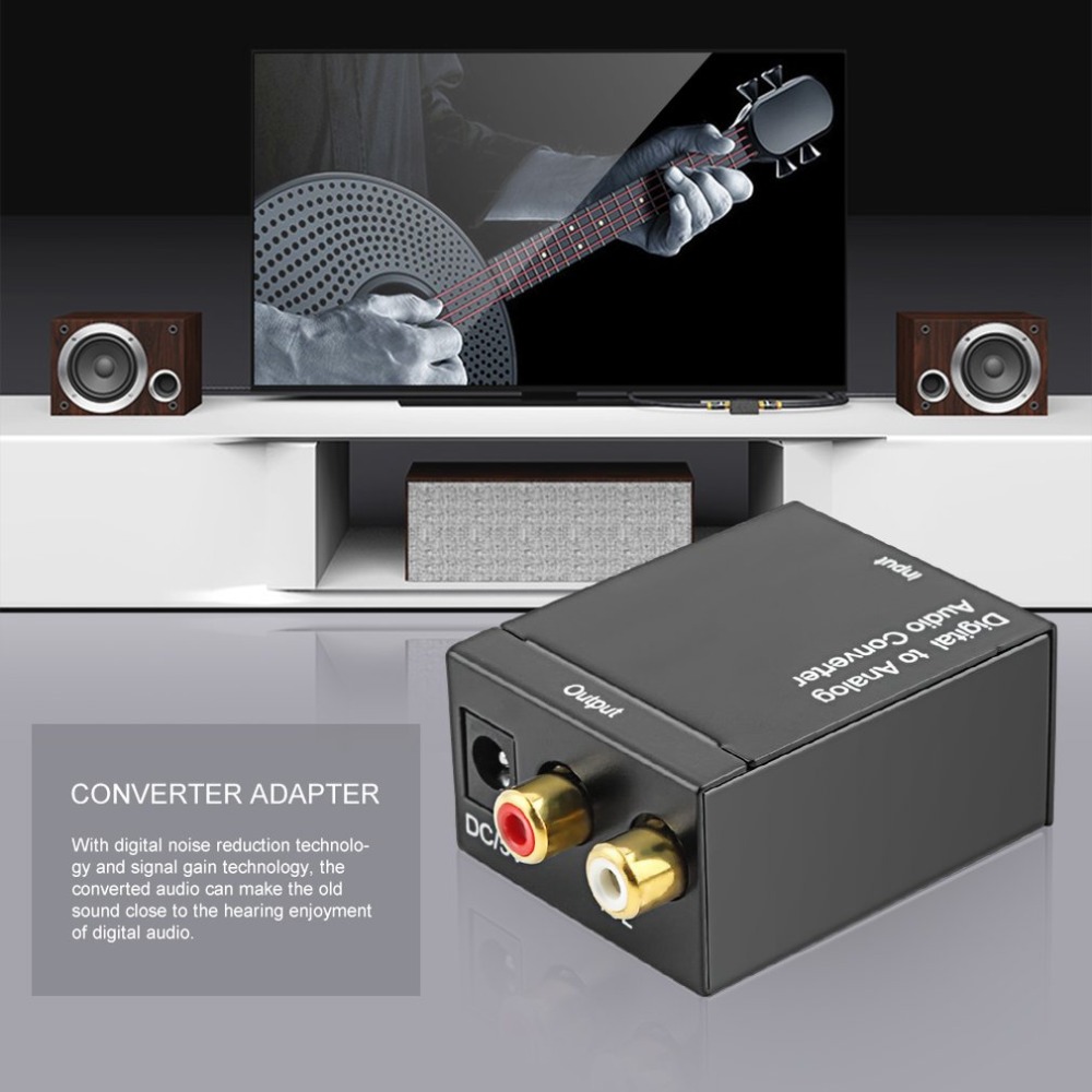 Digital Optical Coaxial Signal to Analog Audio Converter Adapter RCA Digital To Analog Audio Converter Black