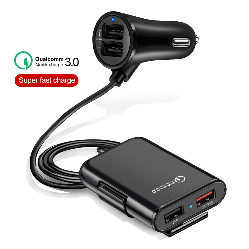 Quick Charge 4 In1 Usb 3.0 Car Charger Universele Usb Snelle Adapter Voor Mpv Auto Smart Telefoon Snelle Auto mobiele Telefoon Oplader