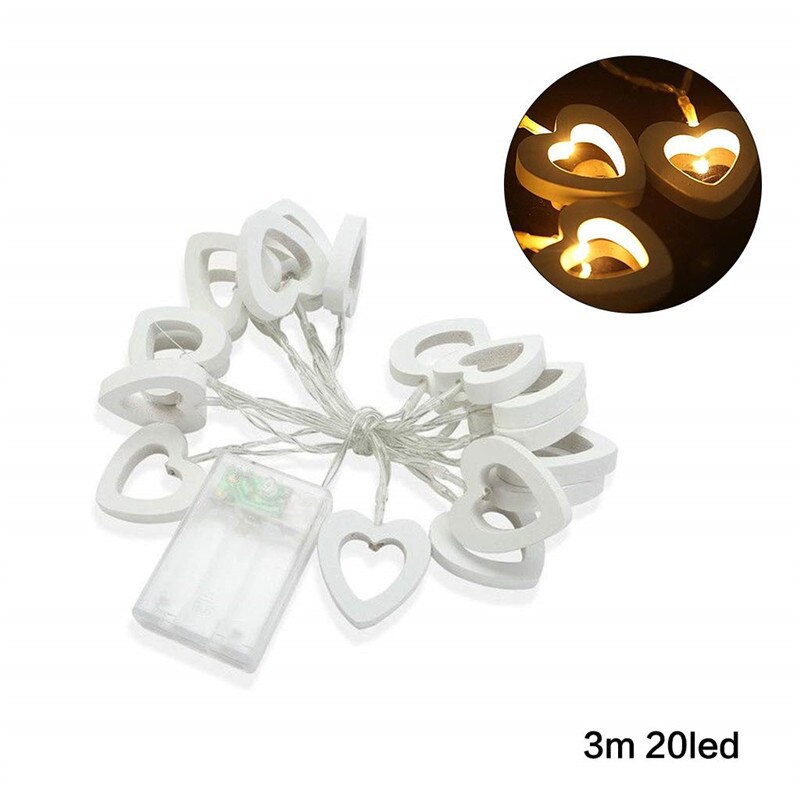 40LEDS Kerst String Verlichting LED Fairy Guirlande Nachtlampje Houten Hart Valentijnsdag Decor Thuis Verjaardag Bruiloft licht