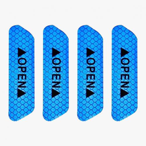 4Pcs OPEN Car Vehicle Door Reflective Safety Mark Warning Decals Sticker Decor: Blue