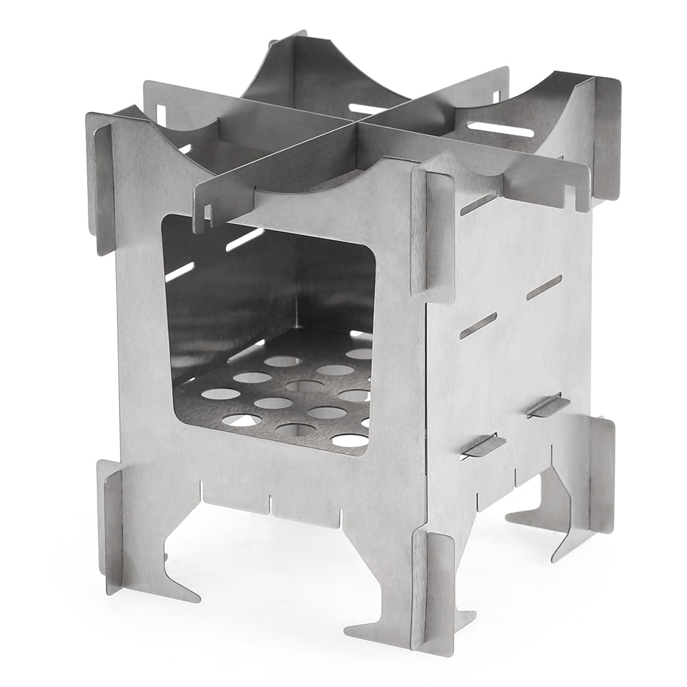 Lightweight Titanium Folding Wood Stove Outdoor Camping Stove Picnic Cooking Backpacking Furnace Outdoor Camping Stove