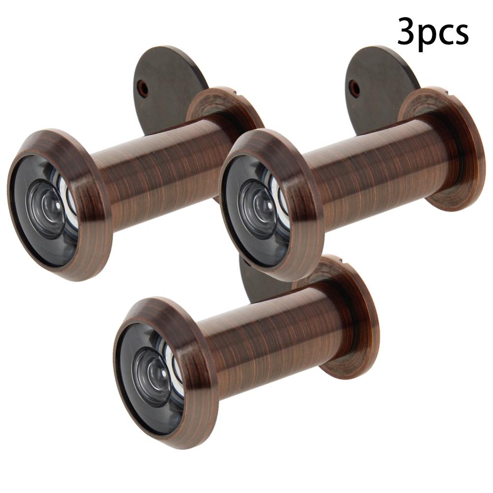 1/2/3Pcs Door Viewer Wide Viewing 200 Degree for Home Office Hotel Suitable for 35-60mm Thick Doors Security Door Eye Viewer: Red Bronze x3pcs